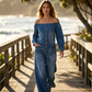 👖🔥 50% RABATT 🌬️ Off-Shoulder Denim-Jumpsuit – luftiger Schnitt, weitem Bein & perfekter Sommer-Look ✨ Strand & Stadt im Style