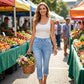 Capri-Jeans aus Stretch-Denim für Damen zum Hineinschlüpfen