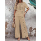2-teiliges Set aus einem lässigen Oberteil und einer Hose mit weitem Bein für Damen