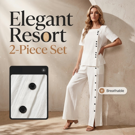 🏖️ 50 % RABATT AUF NEUHEITEN! 👗 Damen Zweiteiler Set – Elegantes Top + weite Hose, atmungsaktiv, für Urlaub & Alltag 🤍