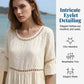 Midi-Kleid für Damen mit Lochstickerei und ausgestellten Ärmeln