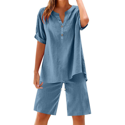 2-teiliges Outfit-Set aus Baumwolle und Leinen für Damen