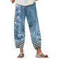 Damenhose mit weitem Bein und Vintage-Blumenmuster
