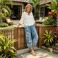 Damenhose mit weitem Bein und Vintage-Blumenmuster