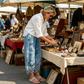 Damenhose mit weitem Bein und Vintage-Blumenmuster