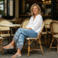 Damenhose mit weitem Bein und Vintage-Blumenmuster