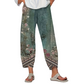 Damenhose mit weitem Bein und Vintage-Blumenmuster