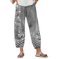 Damenhose mit weitem Bein und Vintage-Blumenmuster