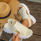 Atmungsaktive Plateau-Sandalen aus Mesh für Damen