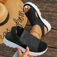 Atmungsaktive Plateau-Sandalen aus Mesh für Damen