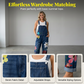 Jeans-Latzhose für Damen mit Blumenmuster