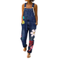 Jeans-Latzhose für Damen mit Blumenmuster