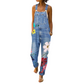 Jeans-Latzhose für Damen mit Blumenmuster