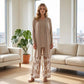 Langarm-Set mit Hosen für Damen mit Blumenmuster