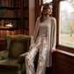 Langarm-Set mit Hosen für Damen mit Blumenmuster