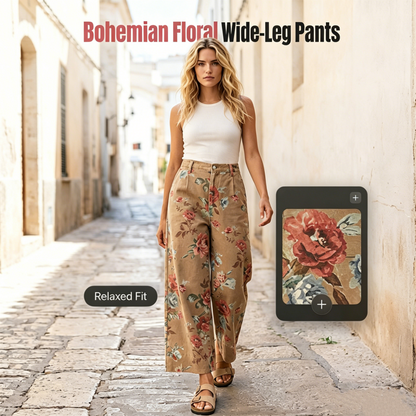 🌿SONDERANGEBOT 55 % RABATT! 👖 Kurze Damenjeans – schicker Blumenprint & lockere Weitschnitt-Passform ☀️✨