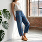 ✨ Lässige Damen-Jeans mit Herzmotiv, weiter Schnitt💖 Modische Damenjeans mit Herzprint