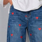 ✨ Lässige Damen-Jeans mit Herzmotiv, weiter Schnitt💖 Modische Damenjeans mit Herzprint