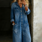 Lässiger Damen-Jumpsuit aus Denim mit langen Ärmeln