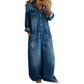 Lässiger Damen-Jumpsuit aus Denim mit langen Ärmeln