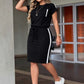 2-teiliges Set aus Damen-T-Shirt und Rock mit Kordelzug