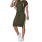 🌺2-teiliges Set aus Damen-T-Shirt und Rock mit Kordelzug