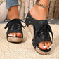 Peep-Toe-Sandalen mit Keilabsatz für Damen