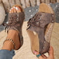Peep-Toe-Sandalen mit Keilabsatz für Damen