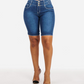 Damen-Jeansshorts mit hoher Taille aus Stretch-Denim