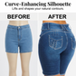 Damen-Jeansshorts mit hoher Taille aus Stretch-Denim