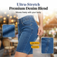 Damen-Jeansshorts mit hoher Taille aus Stretch-Denim