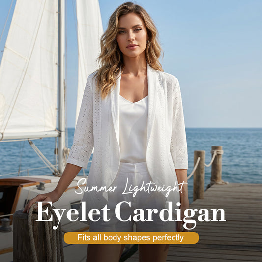 🧥 50% RABATT! ✨ Leichter Lochmuster-Cardigan – Atmungsaktiv, offen & ideal für laue Sommerabende – Perfekt als Überwurf zum Strandkleid oder über ein Top 🌊
