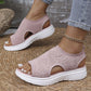 Atmungsaktive Plateau-Sandalen aus Strick für Damen