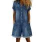 Damen Freizeit Denim-Overall mit kurzen Ärmeln