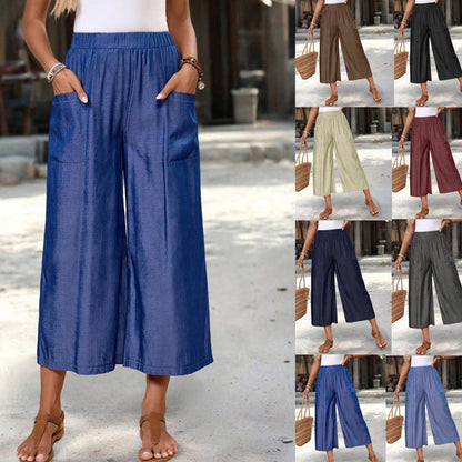 ☀️ Lässige Caprihose mit weitem Bein für Damen, weich und bequem, ideal für den Alltag