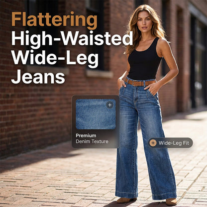 Damenjeans mit hoher Taille und geradem Bein