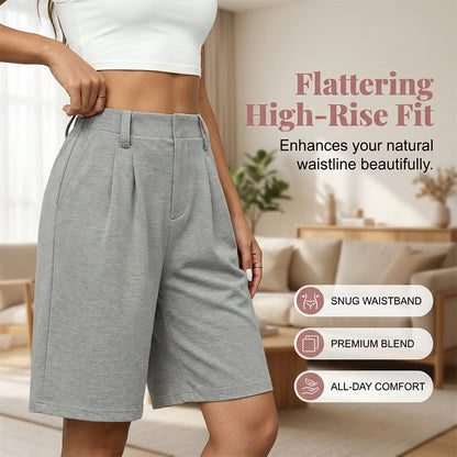 Lässige Plissee-Shorts mit hoher Taille für Damen