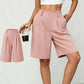 Lässige Plissee-Shorts mit hoher Taille für Damen