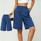 Lässige Plissee-Shorts mit hoher Taille für Damen