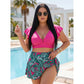 🏖️Sommer-Sonderangebot: 60 % Rabatt🌊Zweiteiliger Badeanzug mit Rock und tropischem Print für Damen👙🌴❤️