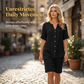 Damen Leinen V-Ausschnitt Hemd & Shorts Set