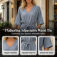 Einfarbiges Maxikleid mit V-Ausschnitt und Taschen