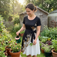 A-Linien-Kleid für Damen mit Blumenmuster