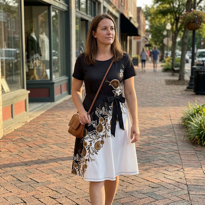 A-Linien-Kleid für Damen mit Blumenmuster