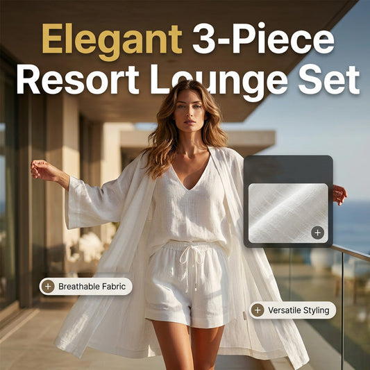 🤍 3-teiliges Freizeit-Set für Damen ✨ Loungewear mit Tunika, Top & Shorts – luftiges Homewear für Urlaub & Alltag