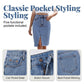 Damen-Jeansrock mit hoher Taille und Schlitz vorne