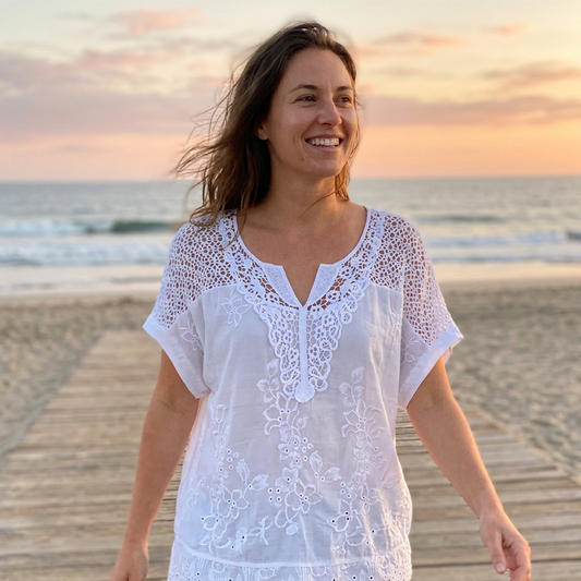 ✨Sommer-Sonderangebot 50% RABATT!👚Elegantes Damen-Oberteil mit Spitzenstickerei und V-Ausschnitt