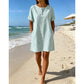 Damen lässiges gestreiftes Kurzarm-T-Shirt-Kleid