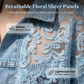 Locker sitzende Damenjeansjacke mit Blumenmuster und Spitzen-Patchwork
