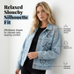 Locker sitzende Damenjeansjacke mit Blumenmuster und Spitzen-Patchwork